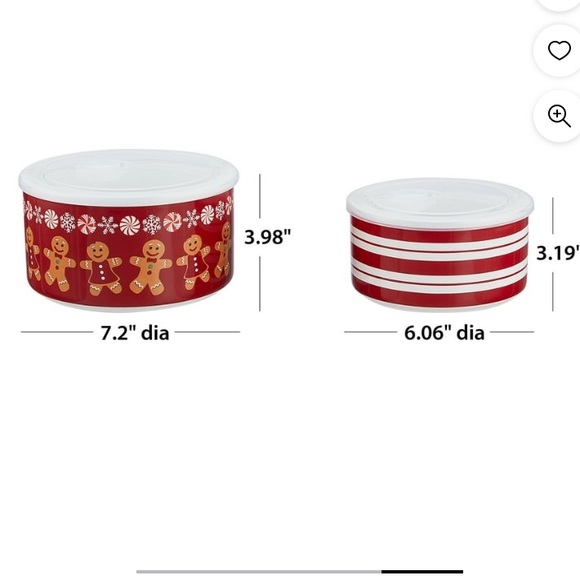 New 4-Piece Gingerbread & Peppermints Glazed Stoneware Bake & Store Containers - Picture 7 of 7